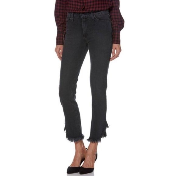 PAIGE Denim - Paige Moonlight Fog Hoxton Ankle Frayed‎ Curved Hem Straight Leg Jeans